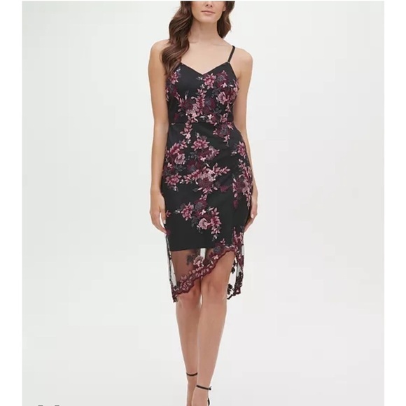 GUESS Sleeveless Floral Lace Chiffon Overlay Sheath Embroidered Mesh Dress new 8 - Picture 8 of 13